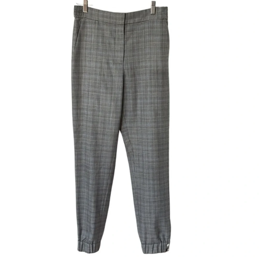 TIBI Cooper Plaid Wool Silk Jogger‎ Pants